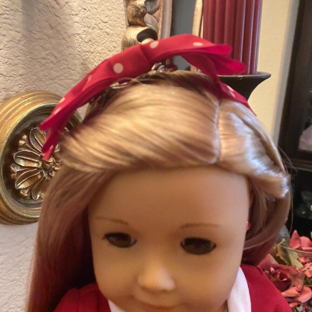 NO DOLL America Girl Kit Red Holiday Outfit Complete Dress Tights Shoes Bow Pin - Picture 2 of 4